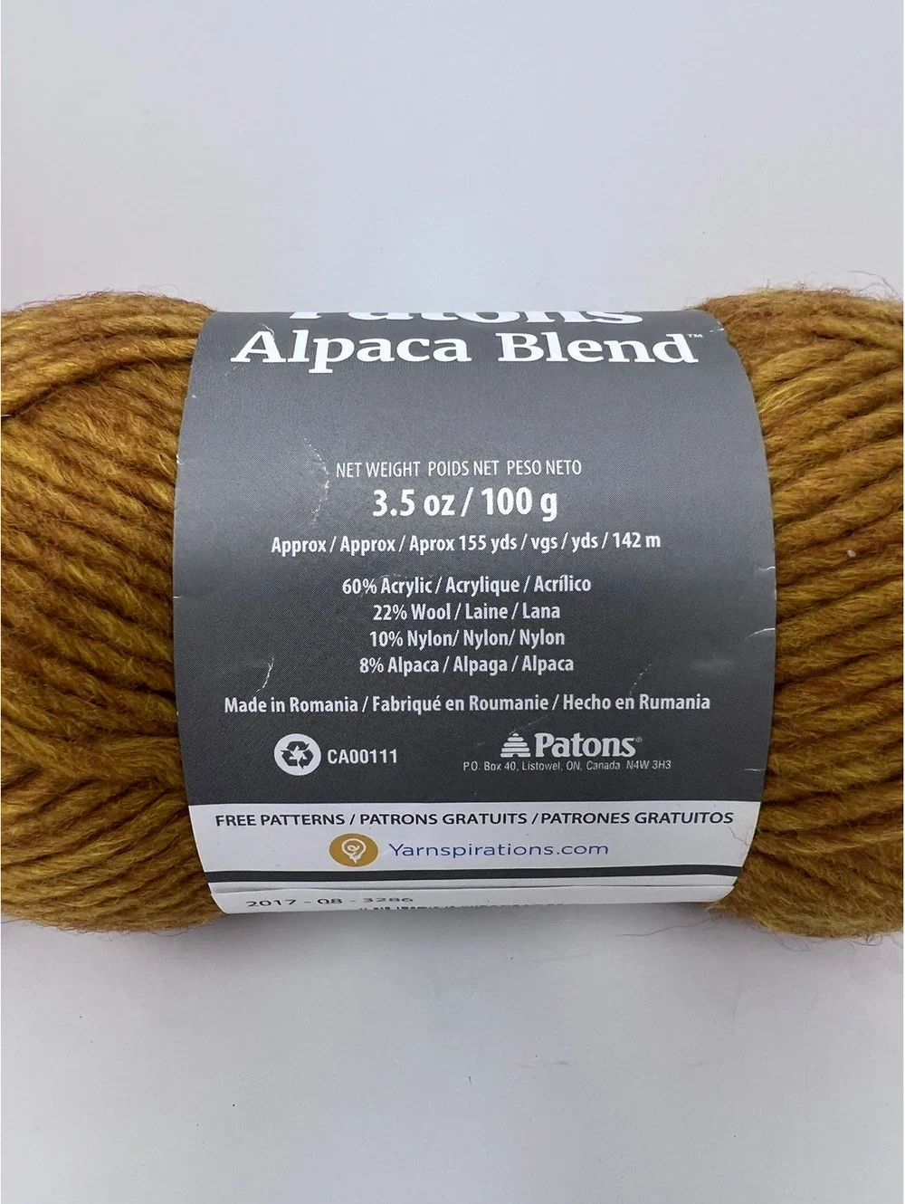 Patons Alpaca Blend Yarn 3.5 oz / 100 g - Mustard Gold